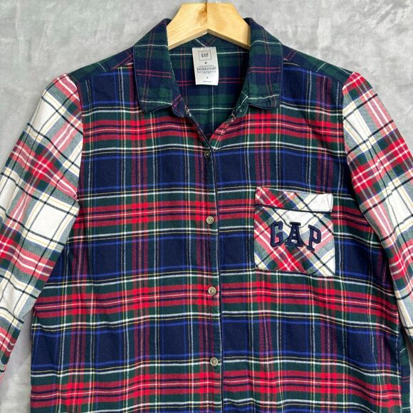 Gap + Pendleton Jammie Shirt Womens Small Plaid Tartan Embroidered Nightgown - Picture 3 of 11